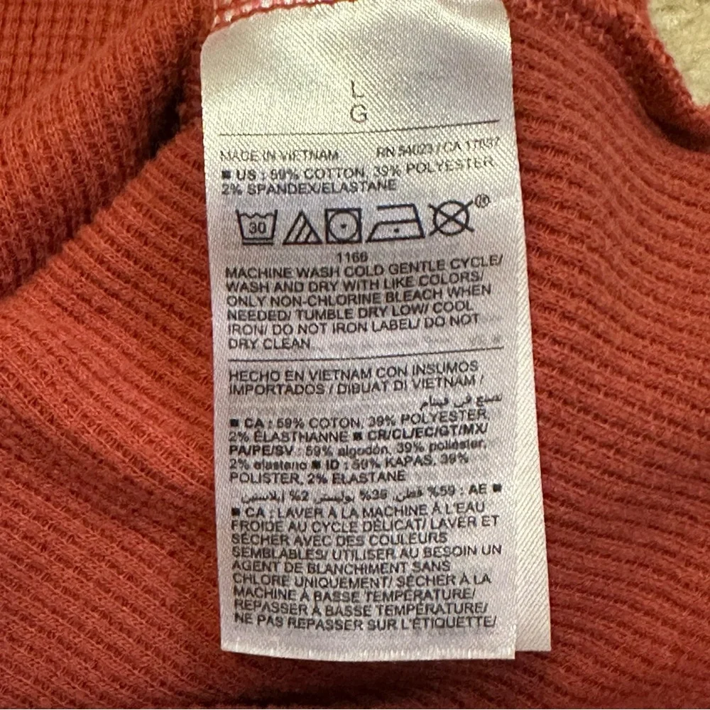 Old Navy Rib Knit Short Sleeve T-Shirt Ruffled Hem Women’s L Rust Orange - Picture 5 of 6